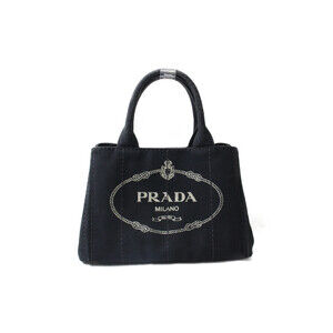 PRADA Canapa Canvas Strap Bag Black